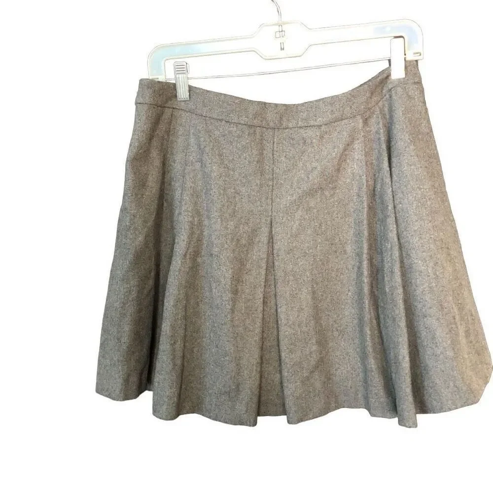 Vineyard Vines Womens Pleated Wool Blend Mini Skirt 6 Heathered Gray Twee Tennis